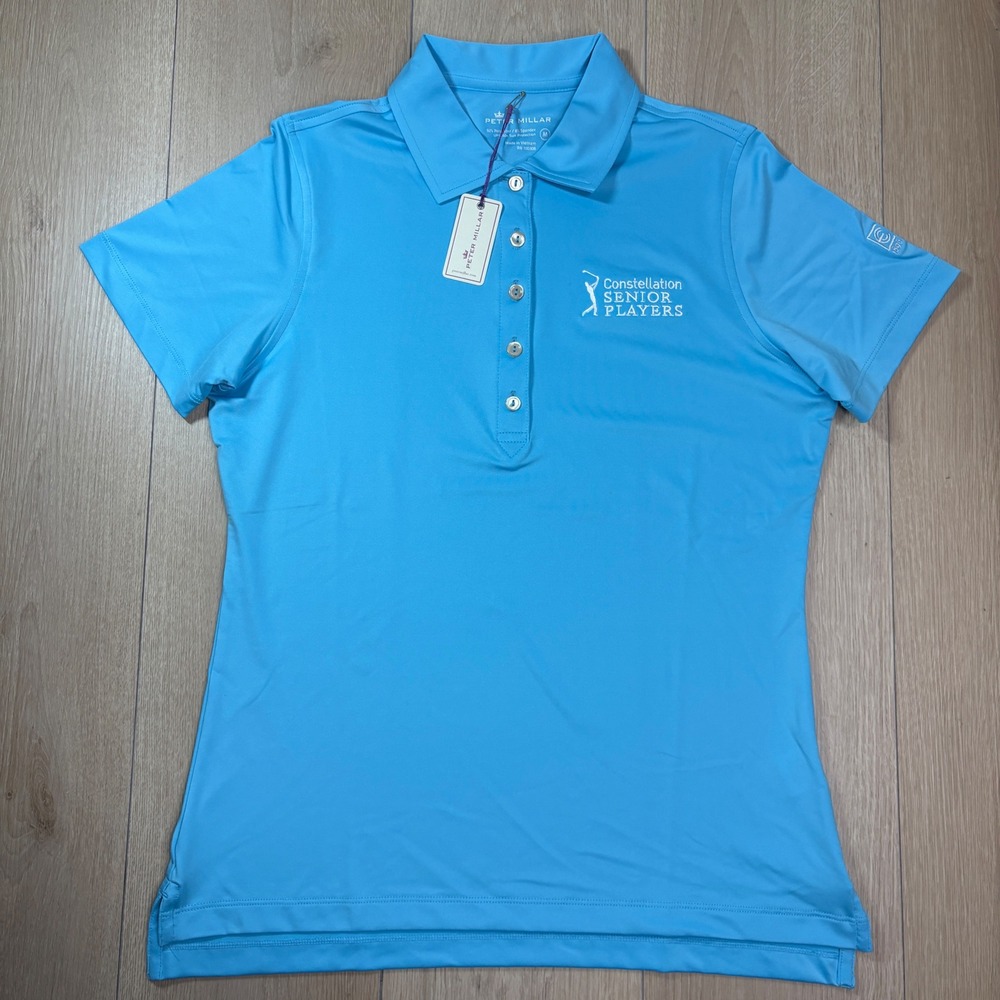 Peter Millar Womens Blue Constellation Senior Players Golf Performance Polo NWT